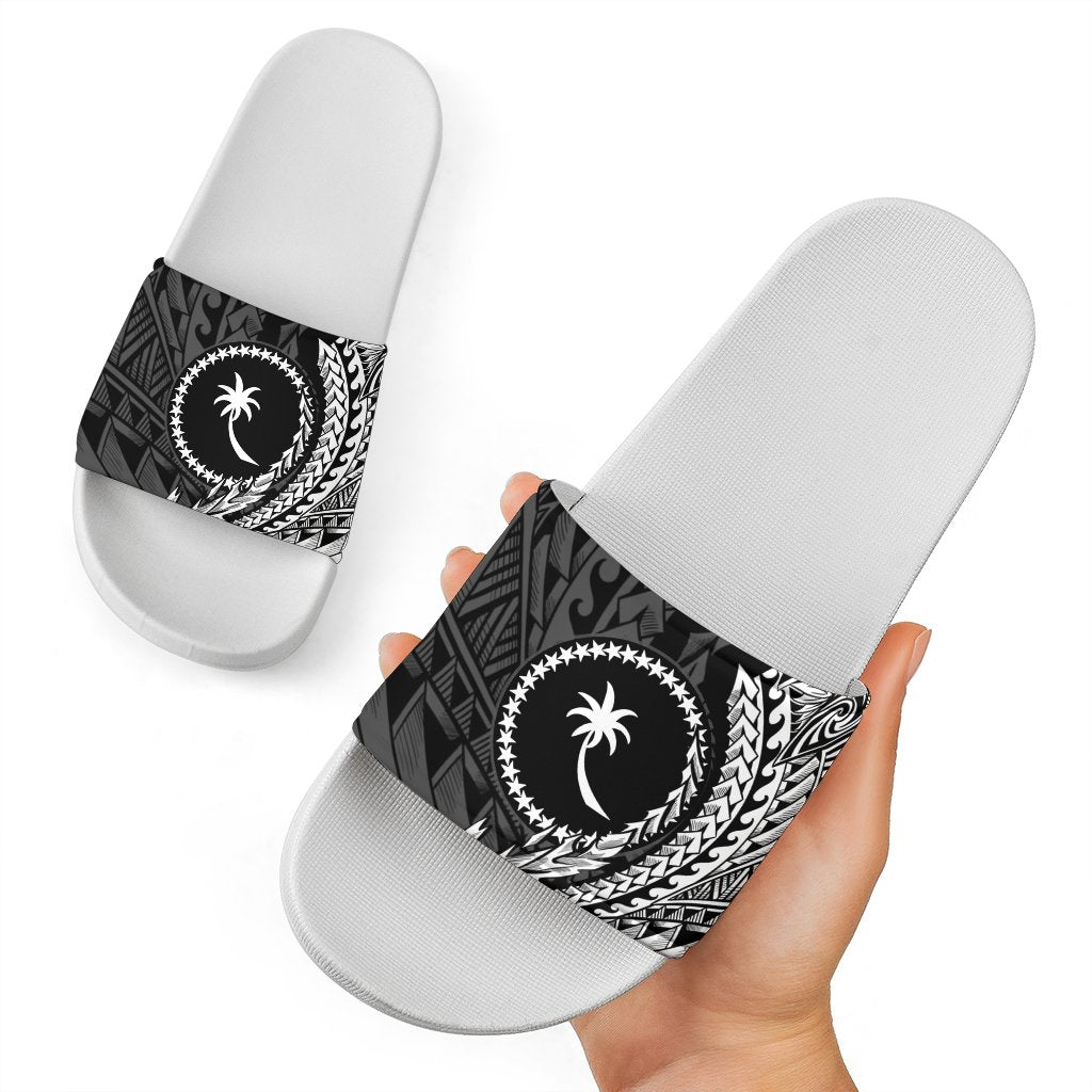 Chuuk State Slide Sandals - Wings Style White - Polynesian Pride