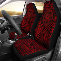 American Samoa Car Seat Cover - American Samoa Seal Polynesian Tattoo Red Universal Fit Red - Polynesian Pride