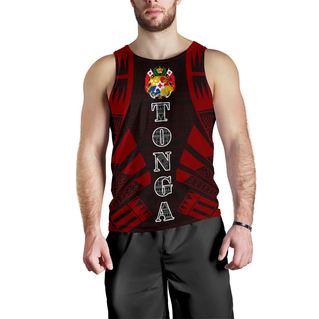 Tonga Men Tank Top - Polynesian Tattoo Red Red - Polynesian Pride