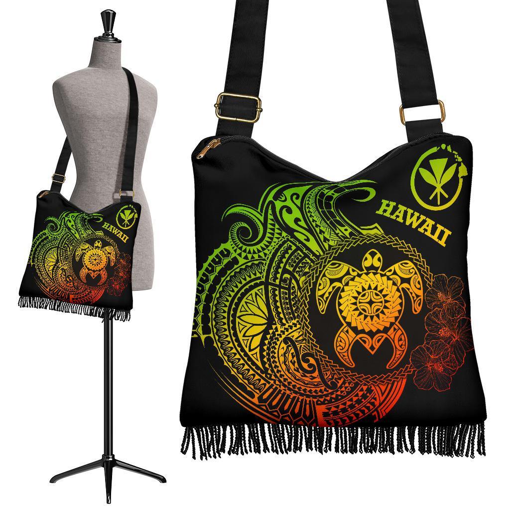 Hawaii Polynesian Crossbody Boho Handbag - Vintage Polynesian Turtle (Reggae) - Polynesian Pride