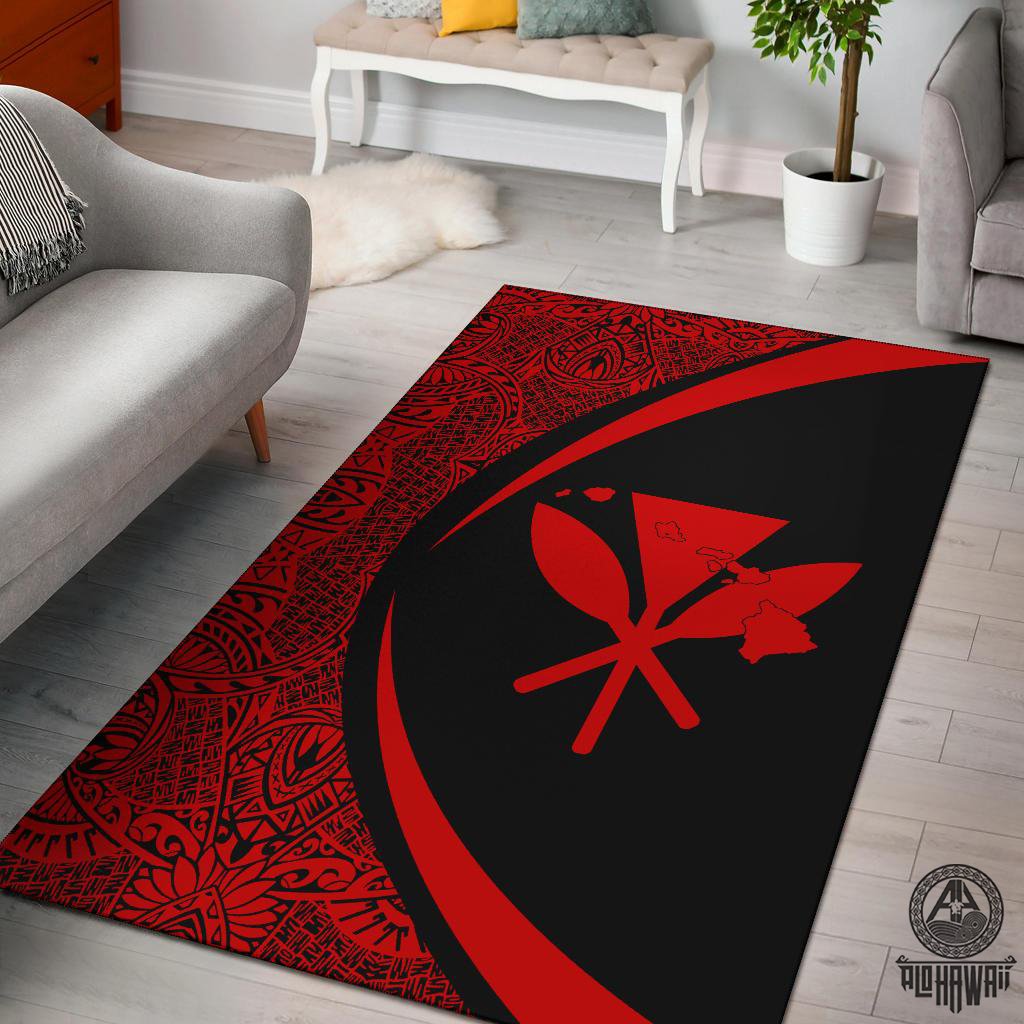 Hawaii Kanaka Polynesian Area Rug Circle Style Rug Red - Polynesian Pride