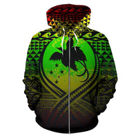 Papua New Guinea All Over Zip up Hoodie Lift up Reggae - Polynesian Pride