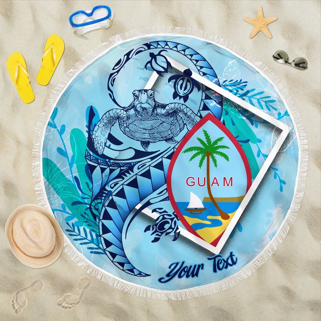 Guam Beach Blanket - Custom Personalised Turtle Under The Sea Style Beach Blanket - Guam - Polynesian Pride