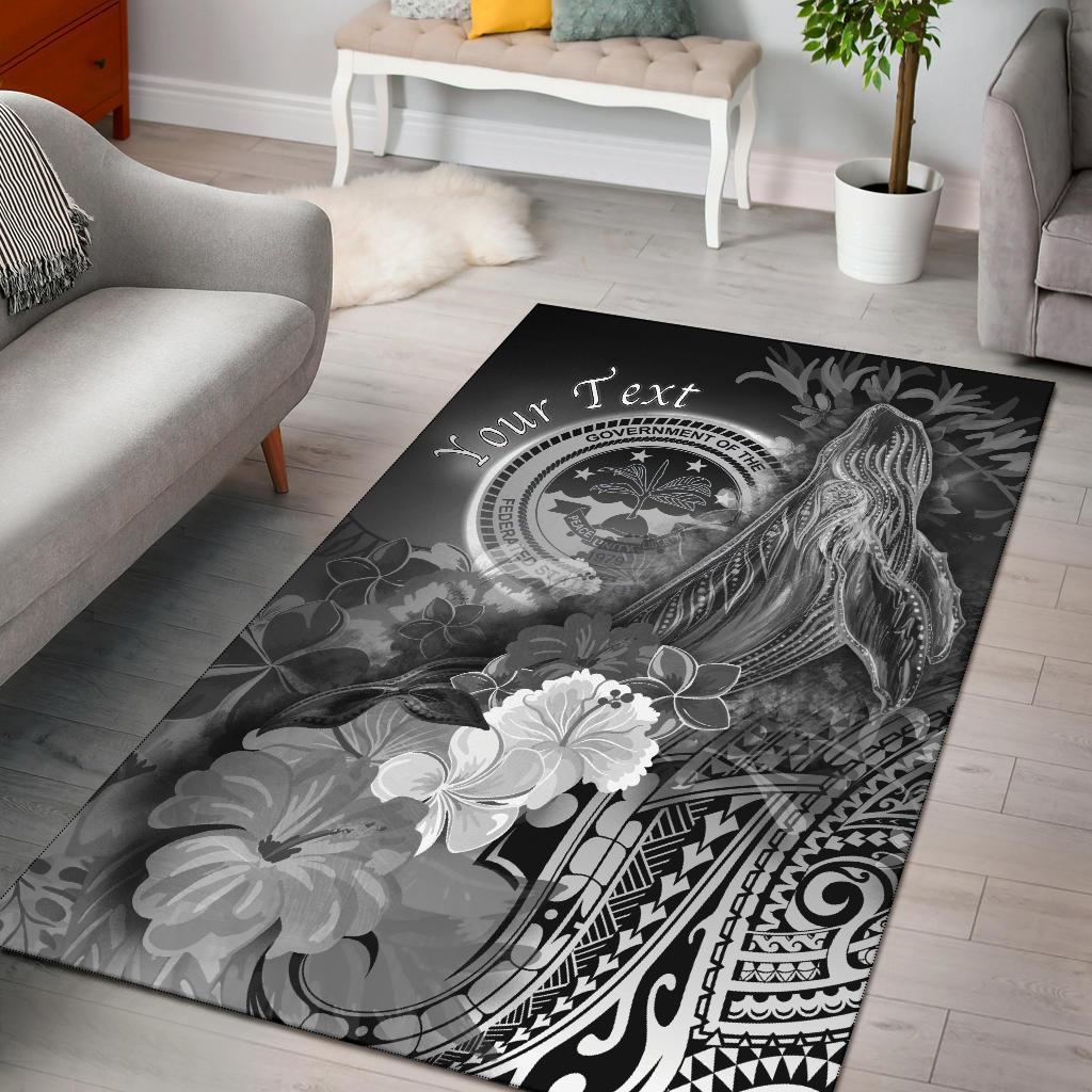 Federated States of Micronesia Custom Personalised Area Rug - Humpback Whale with Tropical Flowers (White) White - Polynesian Pride