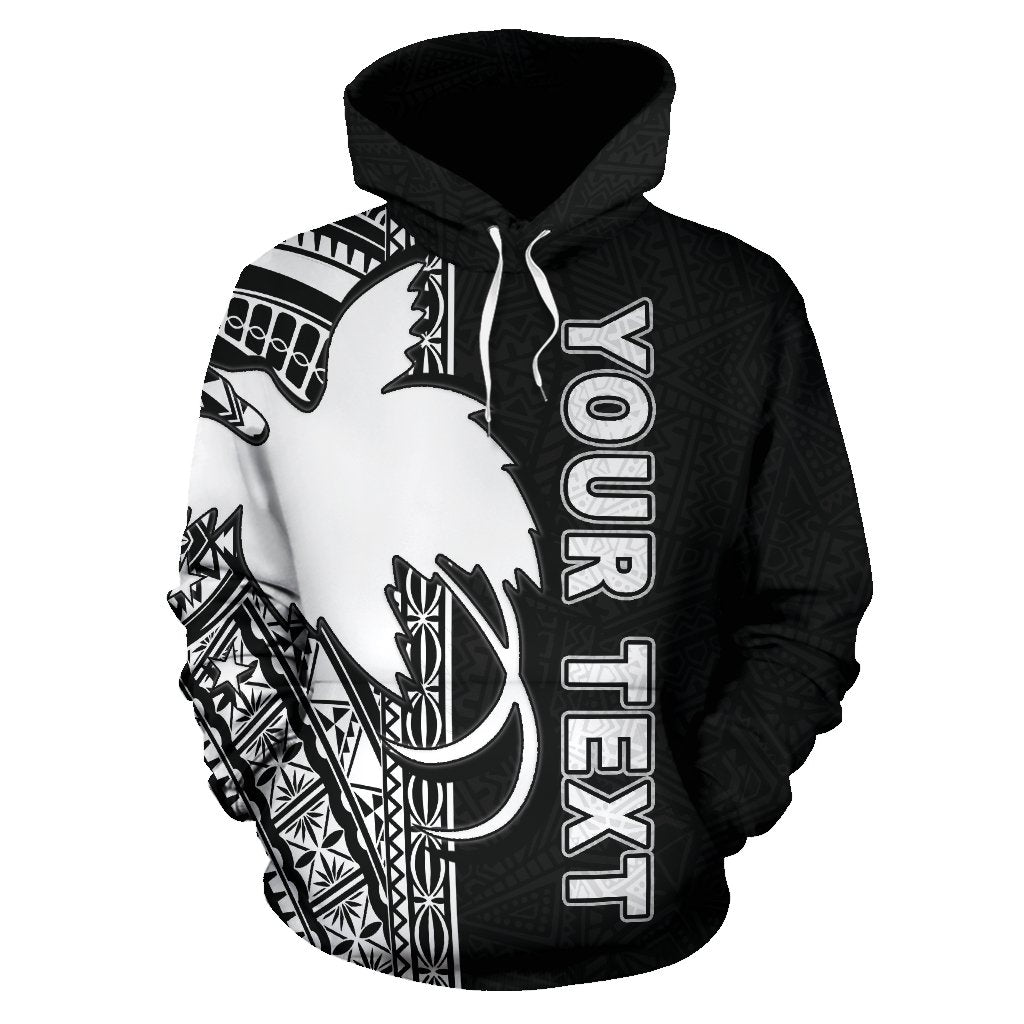 Papua New Guinea Polynesian ll Over Custom Hoodie White Line - Polynesian Pride