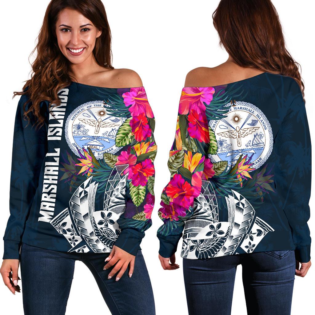 Marshall Islands Women's Off Shoulder Sweater - Marshall Islands Summer - Polynesian Pride