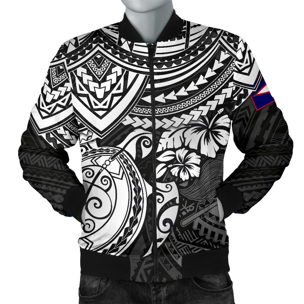 American Samoa Polynesian Bomber Jacket (Men) - Black Turtle Black - Polynesian Pride