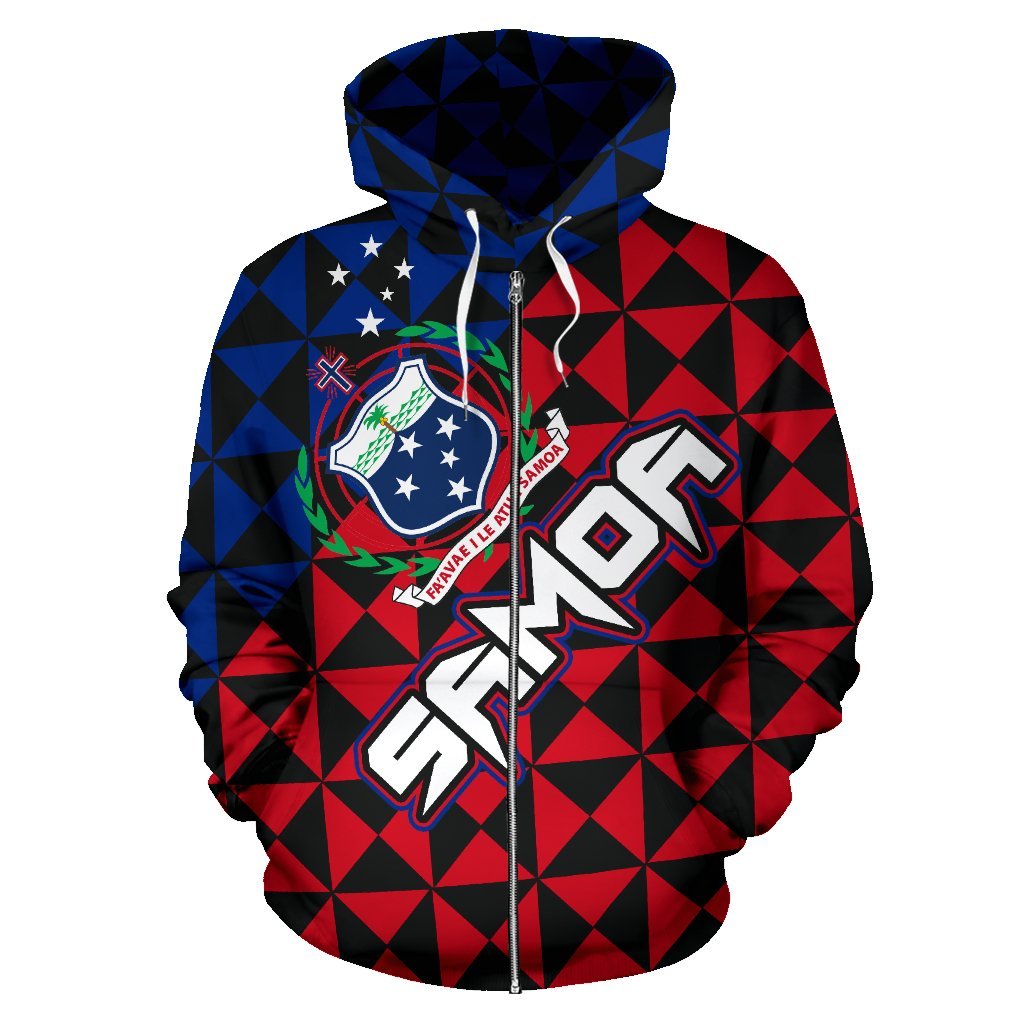 Samoa Polynesian Zip up Hoodie Samoa Coat of Arms New Style - Polynesian Pride