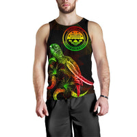 Federated States of Micronesia Polynesian Men Tank Top - Turtle With Blooming Hibiscus Reggae - Polynesian Pride