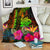 New Caledonia Polynesian Personalised Premium Blanket - Hibiscus and Banana Leaves White - Polynesian Pride