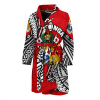 Tonga Rugby Men Bath Robe Polynesian Style Pinwheel Men's Bath Robe Universal Fit Red - Polynesian Pride