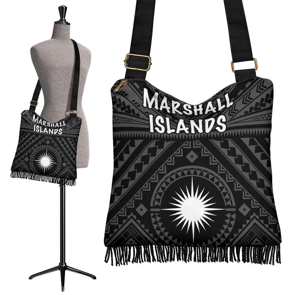 Marshall Boho Handbag - Marshall Seal With Polynesian Tattoo Style ( Black) - Polynesian Pride