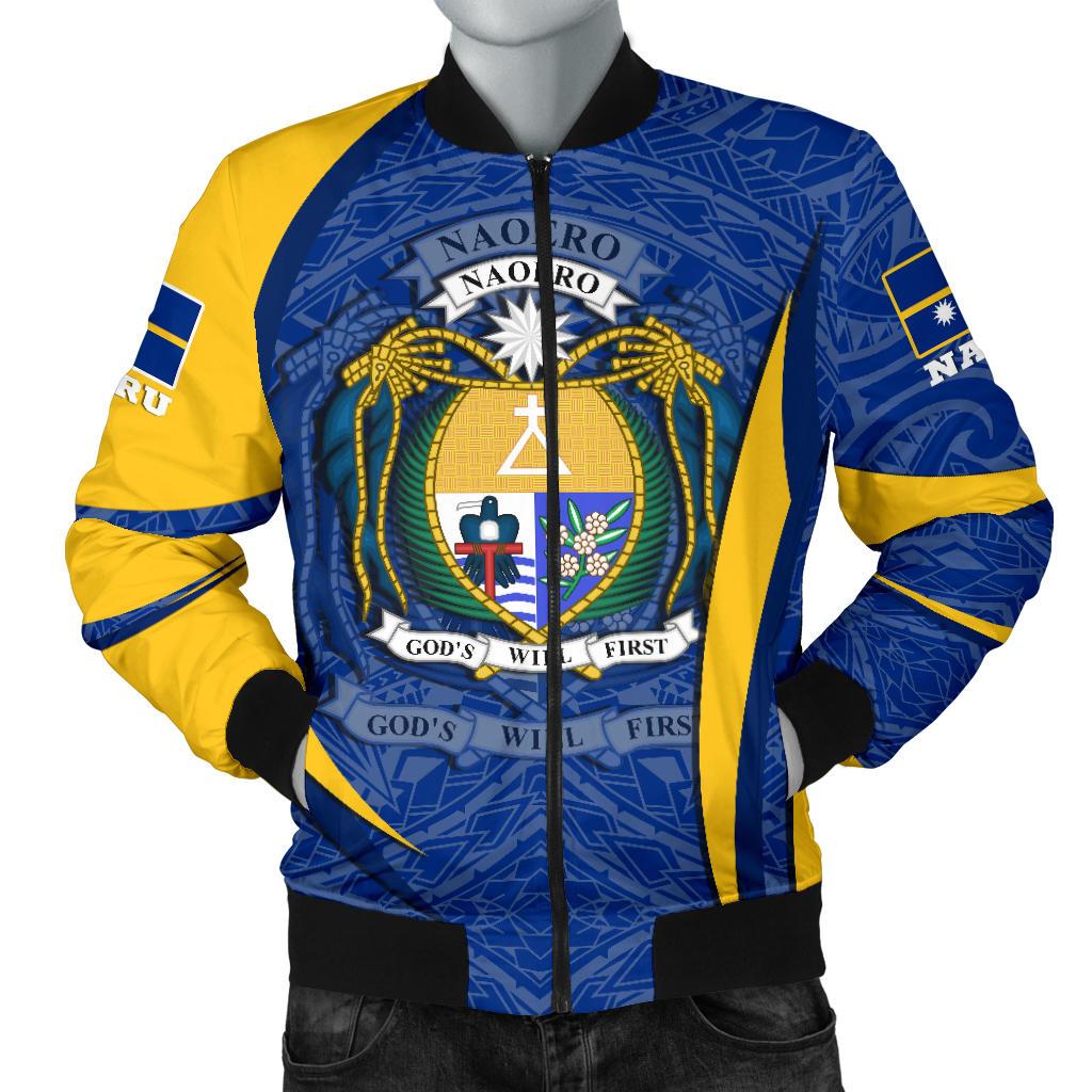 Nauru Polynesian Bomber Jacket (Men) - Nauru Spirit (Blue) Blue - Polynesian Pride