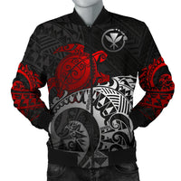Polynesian Hawaii Bomber Jacket (Men) - Polynesian Turtle (Red) Red - Polynesian Pride