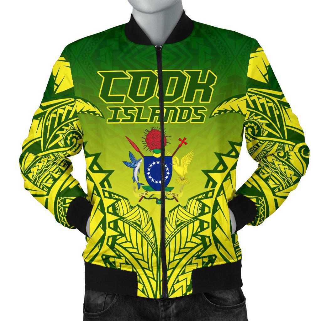 (Kuki Arirani) Cook Islands Premium Men's Bomber Jacket Green and Yellow - Polynesian Pride