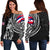 Hawaii King Flag Polynesian Women's Off Shoulder Sweater - Tity Style Black - Polynesian Pride