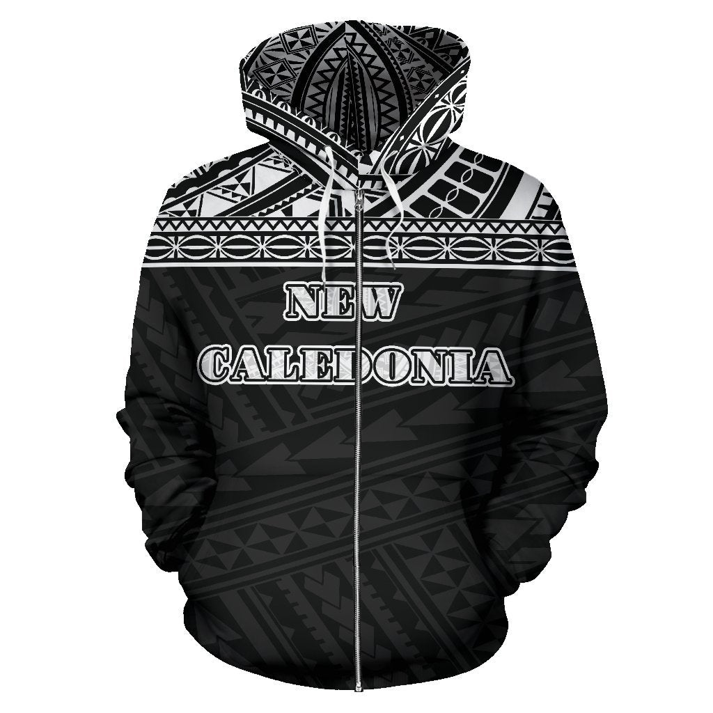 New Caledonia All Over Zip up Hoodie Polynesian Black Version - Polynesian Pride