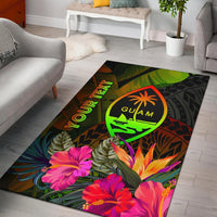 Guam Polynesian Personalised Area Rug - Hibiscus and Banana Leaves Reggae - Polynesian Pride