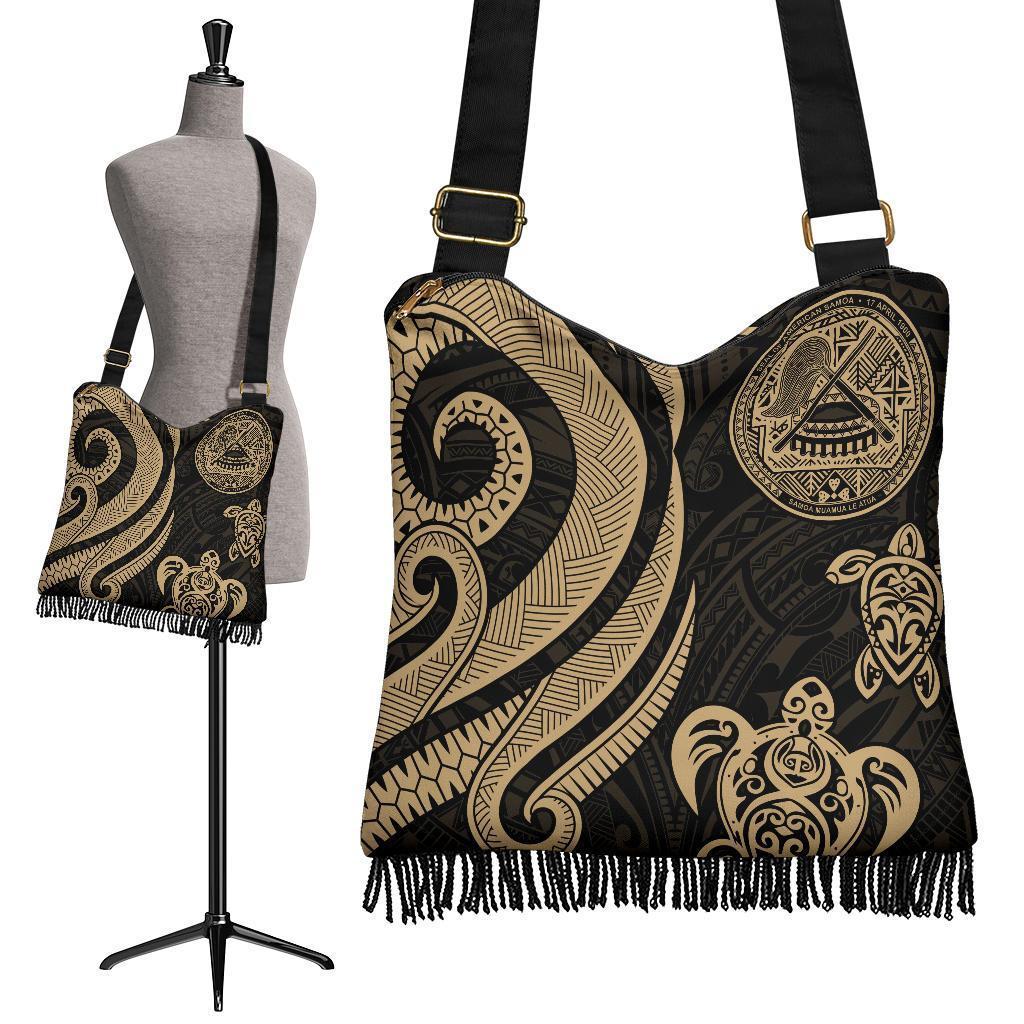 American Samoa Boho Handbag - Gold Tentacle Turtle Boho Handbag One Size Gold - Polynesian Pride