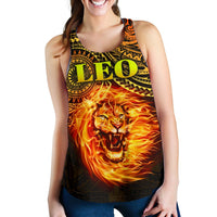 Sun In Leo Zodiac Women Racerback Tank Polynesian Tattoo Unique Vibes Art - Polynesian Pride