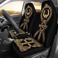 Pohnpei Car Seat Covers - Pohnpei Flag Micronesian Tribal Gold Universal Fit Gold - Polynesian Pride