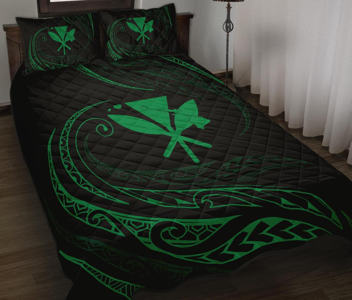 Kanaka Quilt Bed Set - Green - Frida Style - Polynesian Pride