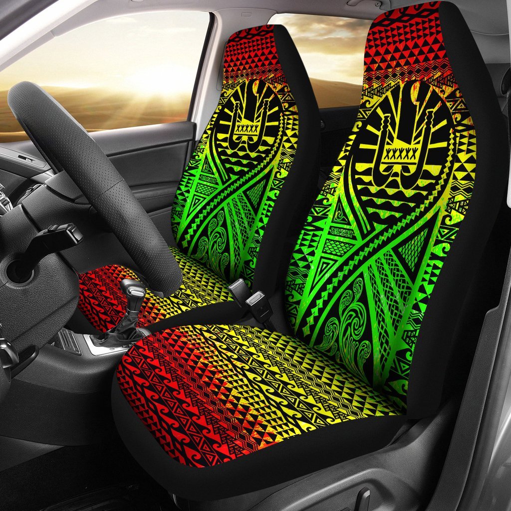 French Polynesia Car Seat Cover - French Polynesia Coat Of Arms Polynesia Tattoo Reggae Universal Fit Reggae - Polynesian Pride