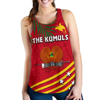 Papua New Guinea Rugby Women Racerback Tank Coconut Leaves - The Kumuls Red - Polynesian Pride