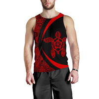 Hawaii Turtle Polynesian Men's Tank Top - Circle Style - Red AH - Polynesian Pride
