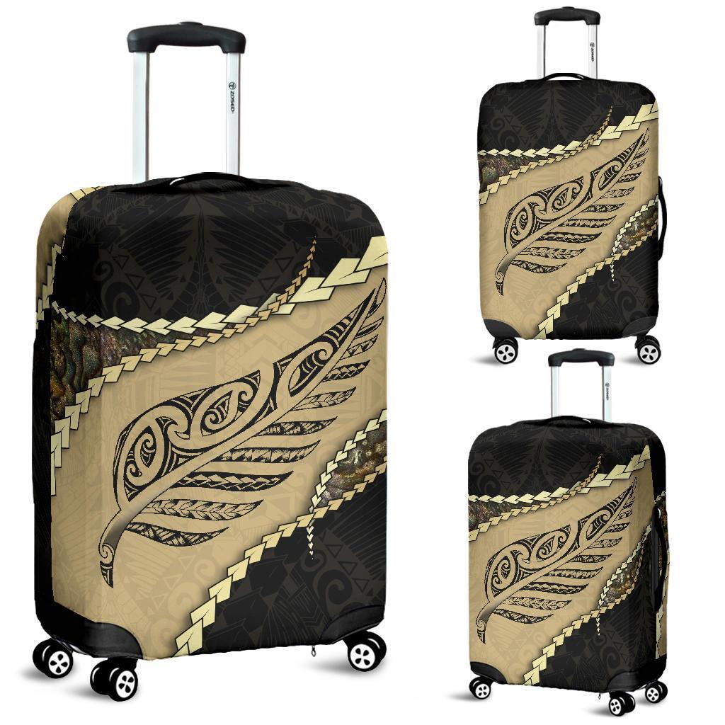 Paua Shell, Maori Silver Fern Luggage Covers Golden - Polynesian Pride
