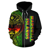 Marshall Islands Polynesian Zip up Hoodie Reggae Line - Polynesian Pride