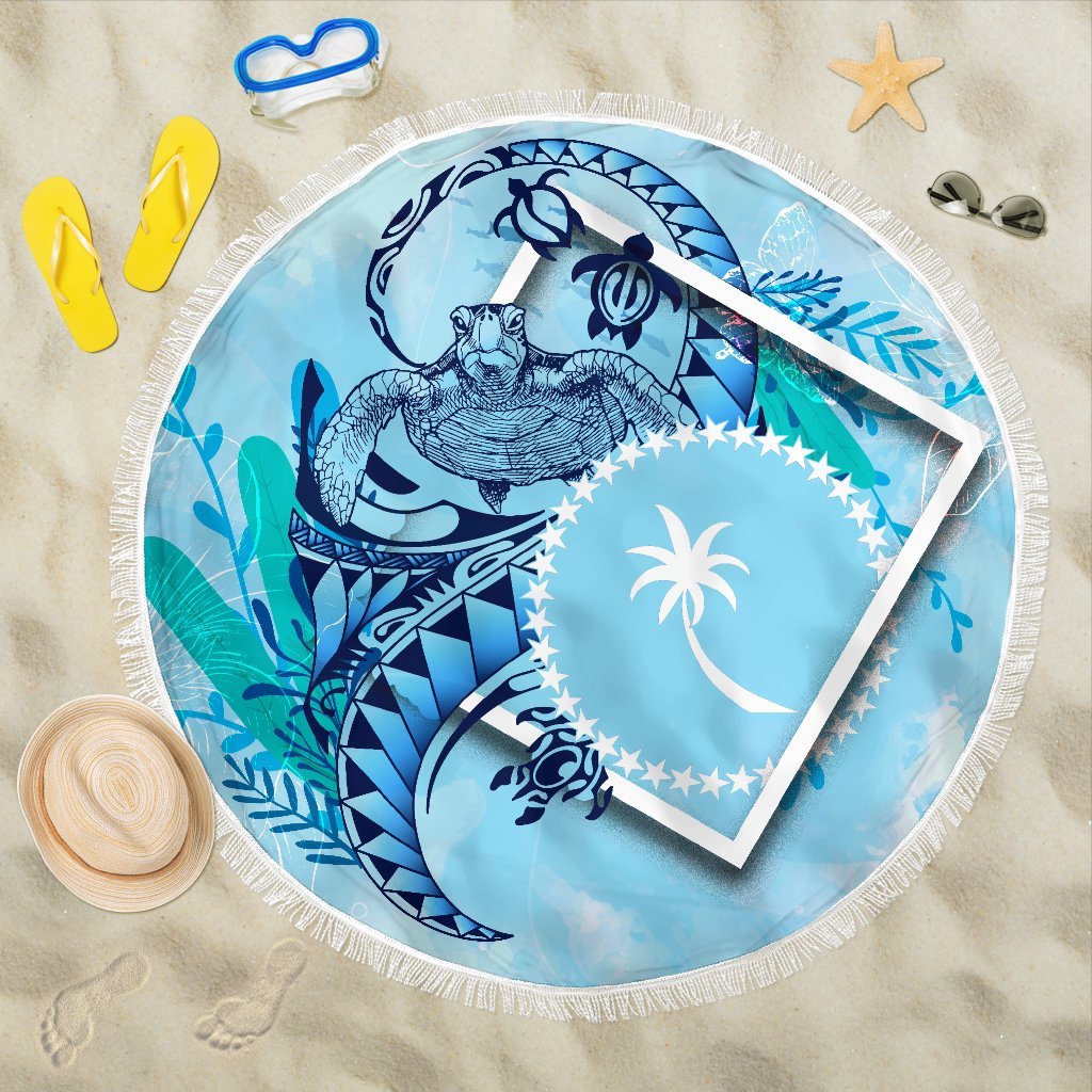 Chuuk State Beach Blanket - Turtle Under The Sea Style Beach Blanket - Chuuk State One Size Blue - Polynesian Pride