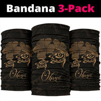 Hawaii Turtle Ohana Hibiscus Polynesian Bandana 3-Pack - Unique Style Gold - Polynesian Pride