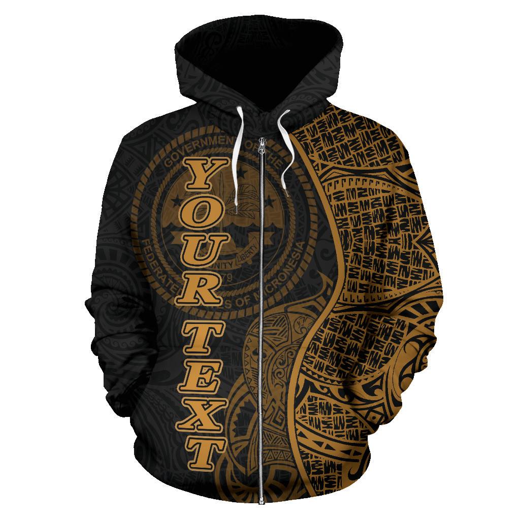 Federated States of Micronesia Polynesian Custom Zip up Hoodie Coconut Gold - Polynesian Pride