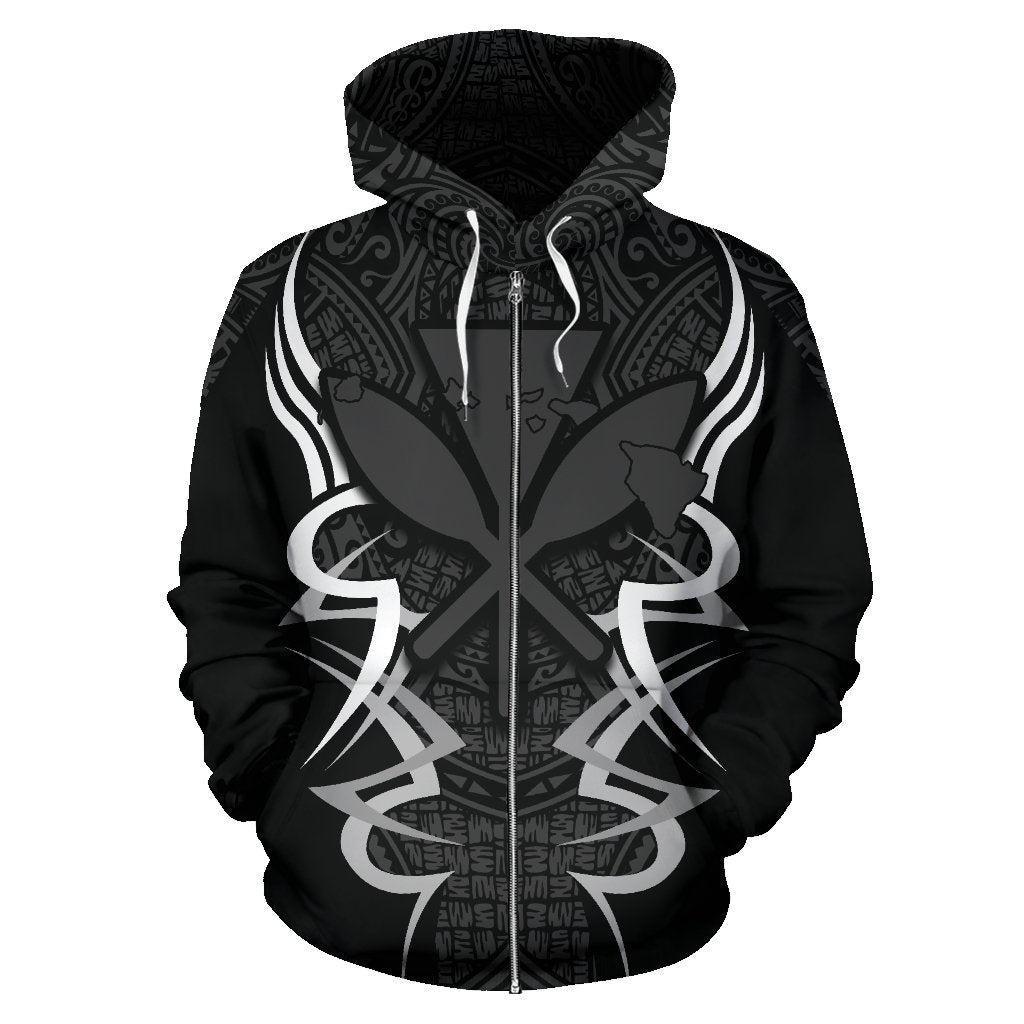 Kanaka Map Zip up Hoodie Gray Armor Style - Polynesian Pride