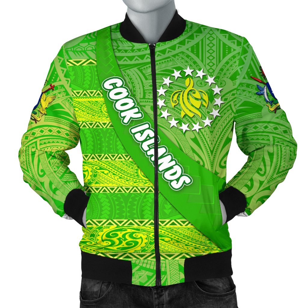 Cook Islands Men Bomber Jacket Polynesian Victorian Vibes Green - Polynesian Pride