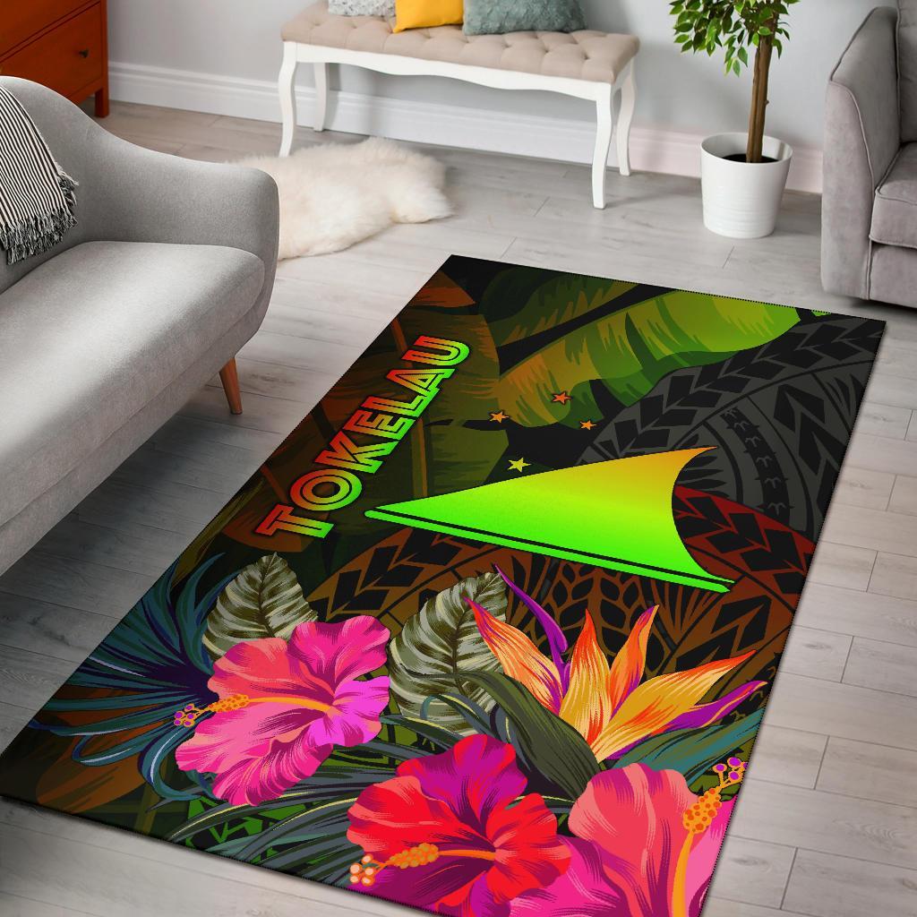 Tokelau Polynesian Area Rug - Hibiscus and Banana Leaves Rug Reggae - Polynesian Pride