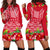 French Polynesia Women's Hoodie Dress - Hibiscus Style Red - Polynesian Pride