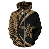 American Samoa Turtle Polynesian Zip up Hoodie Circle Style 03 - Polynesian Pride
