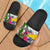 Tokelau Custom Personalised Slide Sandals White - Turtle Plumeria Banana Leaf Black - Polynesian Pride