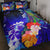 Tahiti Custom Personalised Quilt Bed Set - Humpback Whale with Tropical Flowers (Blue) Blue - Polynesian Pride