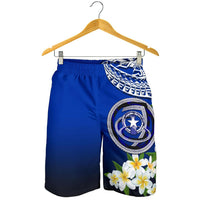 Northern Mariana Islands All Over Print Men's Shorts - Polynesian Plumeria Pattern - Polynesian Pride