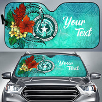 Northern Mariana Islands Auto Sun Shade - Tropical Flowers Style Auto Sun Shade - Northern Mariana Islands Universal Fit Green - Polynesian Pride