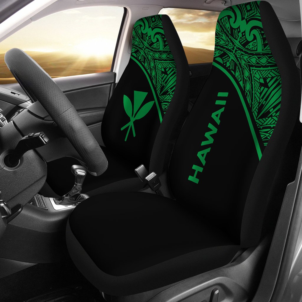 Hawaii Car Seat Covers - Hawaii Kanaka Maoli Polynesian Green Curve Universal Fit Green - Polynesian Pride
