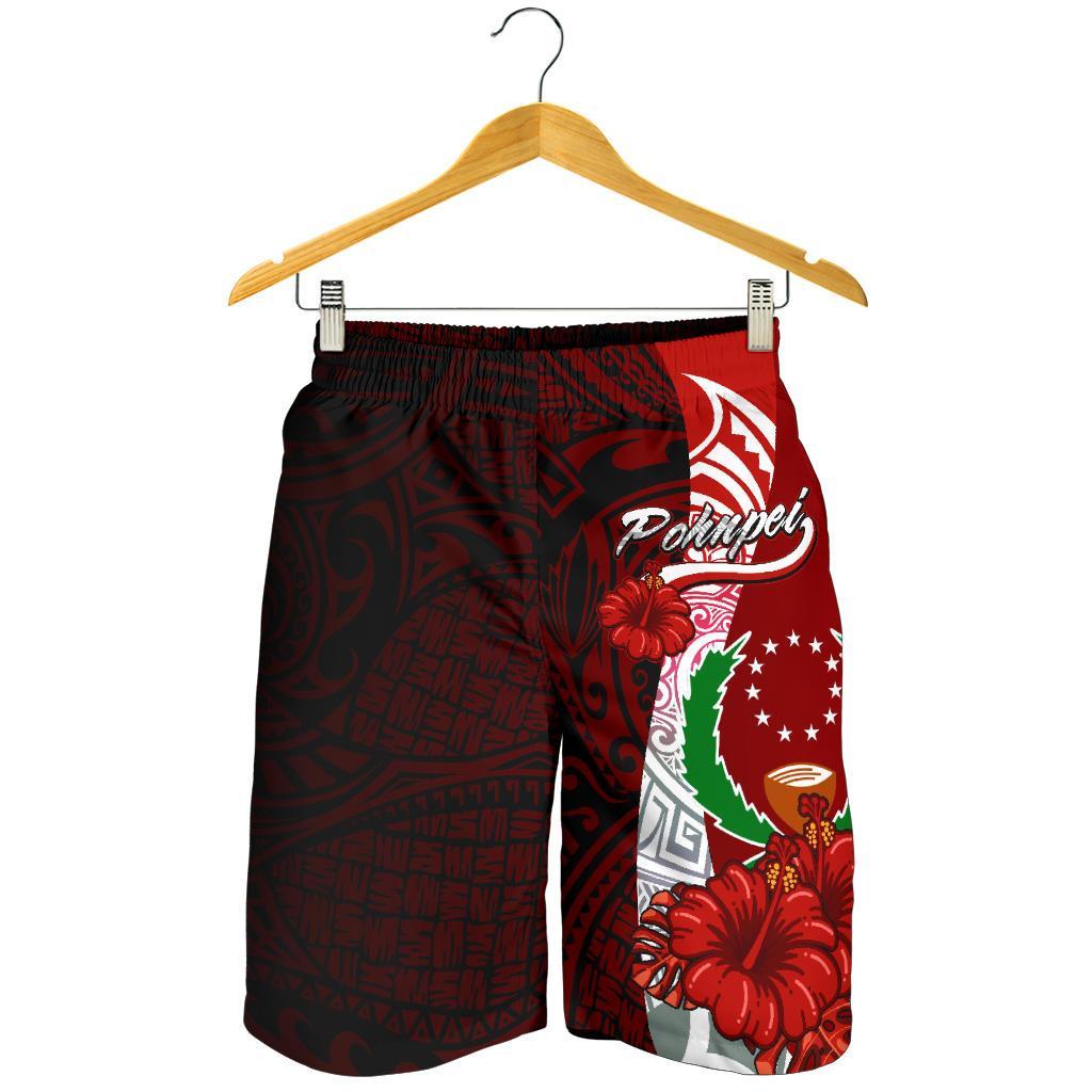 Pohnpei Micronesia Men's Shorts - Coat Of Arm With Hibiscus - Polynesian Pride