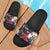 Niue Slide Sandals - Turtle Floral Black - Polynesian Pride