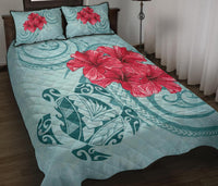 Hawaii Polynesian Turtle Hibiscus Blue Quilt Bed Set - Bless Style - Polynesian Pride