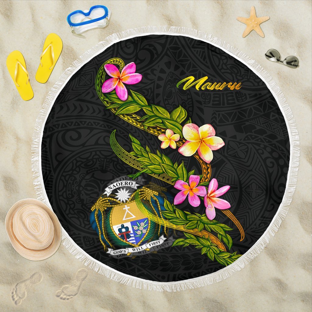 Nauru Beach Blanket - Plumeria Tribal One style One size BLACK - Polynesian Pride