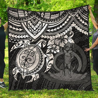 Vanuatu Polynesian Premium Quilt - Vanuatu Coat Of Arms & White Turtle Hibiscus - Polynesian Pride