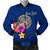 American Samoa Polynesian Custom Personalised Men's Bomber Jacket - Floral With Seal Blue Blue - Polynesian Pride